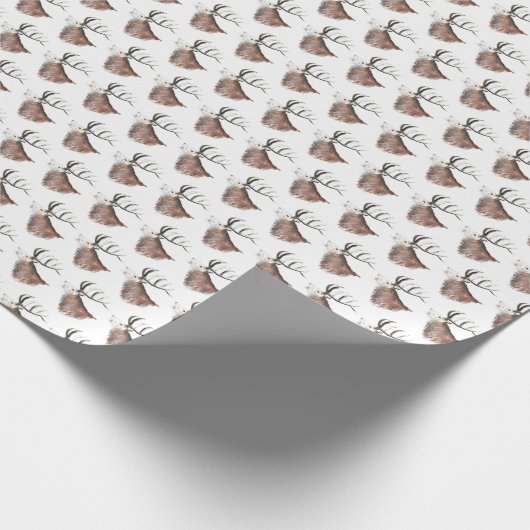 Deer Pattern-Waterverf Rustige kerstwrapping Cadeaupapier (Hoek)