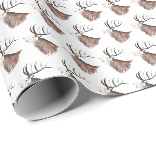 Deer Pattern-Waterverf Rustige kerstwrapping Cadeaupapier (Rol Hoek)