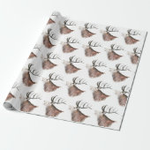 Deer Pattern-Waterverf Rustige kerstwrapping Cadeaupapier (Uitgerold)