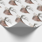 Deer Pattern-Waterverf Rustige kerstwrapping Cadeaupapier (Hoek)