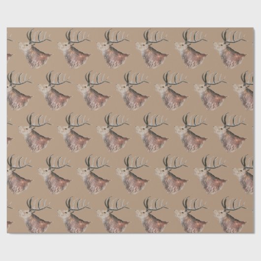 Deer Pattern-Waterverf Rustige kerstwrapping Cadeaupapier (Vlak)