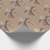 Deer Pattern-Waterverf Rustige kerstwrapping Cadeaupapier (Hoek)