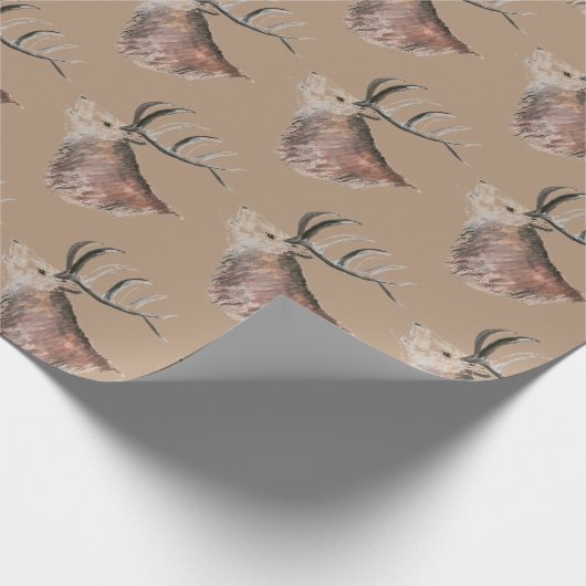 Deer Pattern-Waterverf Rustige kerstwrapping Cadeaupapier (Hoek)