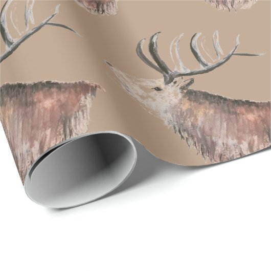 Deer Pattern-Waterverf Rustige kerstwrapping Cadeaupapier (Rol Hoek)