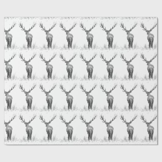 Deer Pattern-Waterverf Rustige kerstwrapping Cadeaupapier (Vlak)