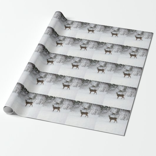 Deer Permanent in sneeuw Cadeaupapier (Uitgerold)