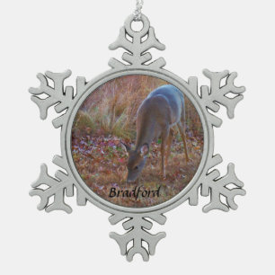 Deer, personaliseren met naam tin sneeuwvlok ornament