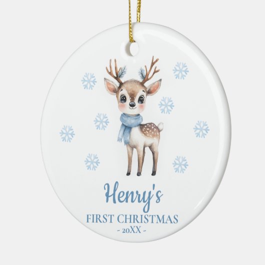 Deer Personalized Baby's First Christmas Keramisch Ornament (Links)