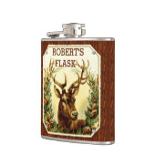 Deer Pine Cone, gepersonaliseerd voor houten korre Heupfles (Links)