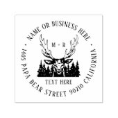deer Pine Tree Monogram en retouradres Zelfinktende Stempel (Design)