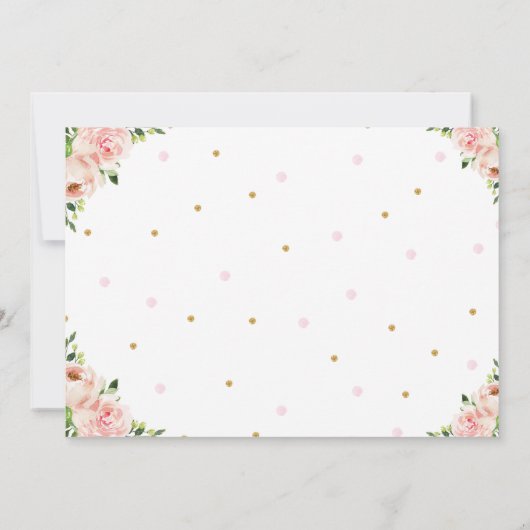 Deer Pink Floral Woodland Birthday Party Foto Kaart (Achterkant)