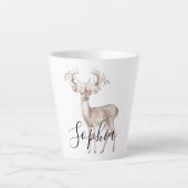Deer Pink Flowers Latte Mok (Voorkant)