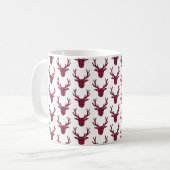 Deer Plaid Dark Red Burgundy Koffiemok (Voorkant links)