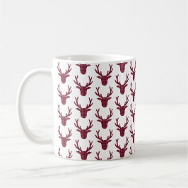 Deer Plaid Dark Red Burgundy Koffiemok