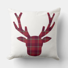 Deer Plaid Dark Red Burgundy Kussen