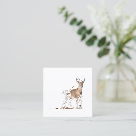 Deer Polygon Art Vierkante Visitekaartje (Staand voorkant)