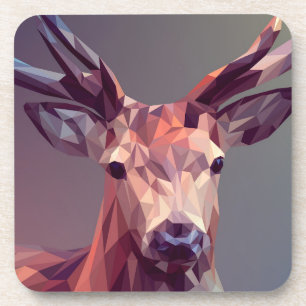 Deer Polygons Art Design Graphic Animal Stag Postc Bier Onderzetter