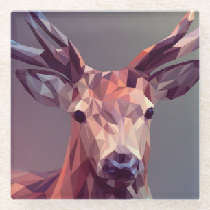 Deer Polygons Art Design Graphic Animal Stag Postc Glazen Onderzetter