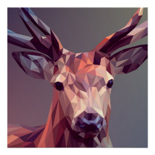 Deer Polygons Art Design Graphic Animal Stag Postc Perfect Poster