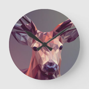 Deer Polygons Art Design Graphic Animal Stag Postc Ronde Klok
