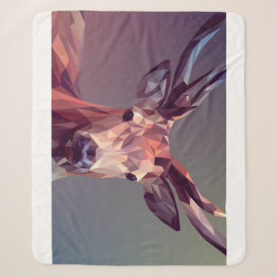Deer Polygons Art Design Graphic Animal Stag Postc Sherpa Deken