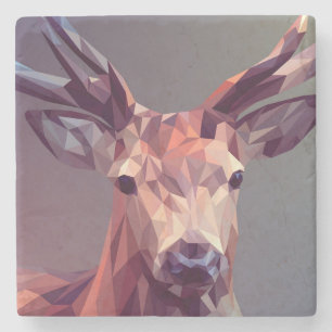 Deer Polygons Art Design Graphic Animal Stag Postc Stenen Onderzetter