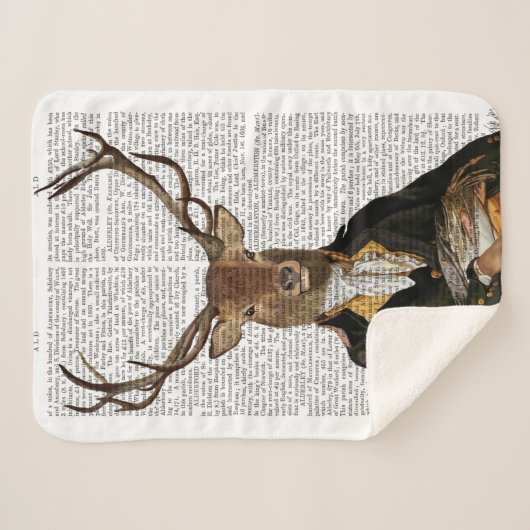 Deer Portrait Sherpa Deken (Voorkant (horizontaal))