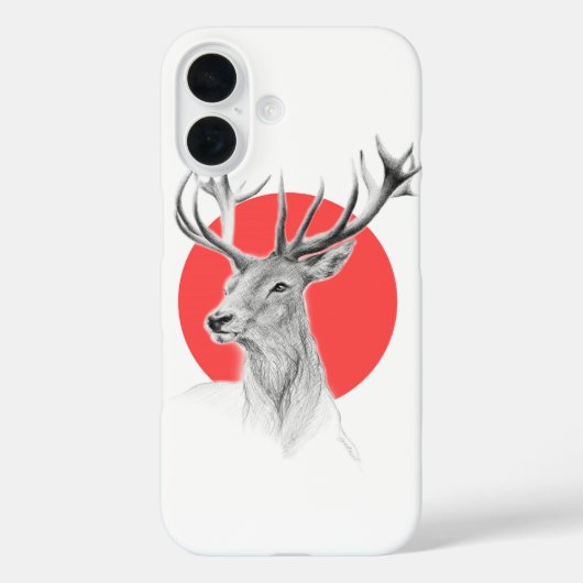 Deer portret Rode cirkel Dierkunst Case-Mate iPhone Case (Achterkant)