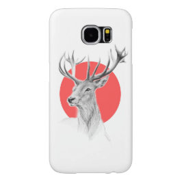 Deer portret Rode cirkel Dierkunst iPhone 16 Hoesje