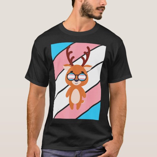 Deer Pride Transgender Flag LGBTQ Proud Ally Pride T-shirt (Voorkant)