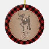 Deer Pset Baby Cub Eerste Kerstmis Keramisch Ornament (Voorkant)