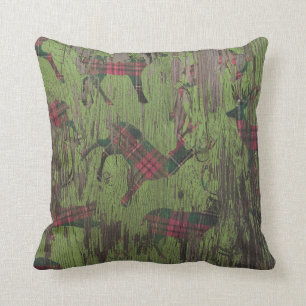 Deer Pset Rustic Green Holiday Winter Pillow Kussen