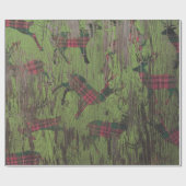 Deer Pset Rustic Green Holiday Wrapping Paper Cadeaupapier (Vlak)