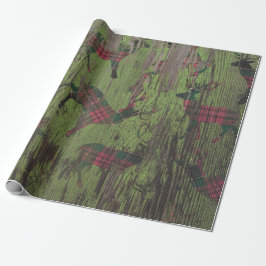 Deer Pset Rustic Green Holiday Wrapping Paper Cadeaupapier