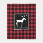 Deer Red Black met kerstbuffel Fleece Deken (Voorkant)