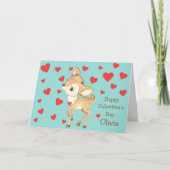 Deer Red Hearts Kids Valentine Feestdagen Kaart (Voorkant)