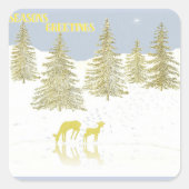 Deer Reflection Vierkante Sticker (Voorkant)