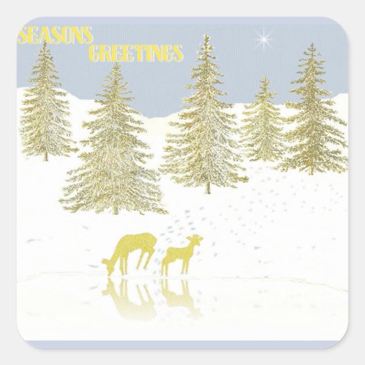 Deer Reflection Vierkante Sticker (Voorkant)