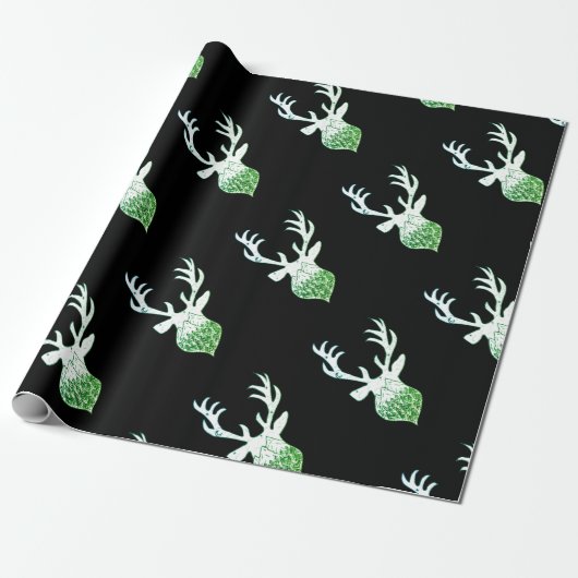 Deer, rendier, antler, pap-worp cadeaupapier (Uitgerold)