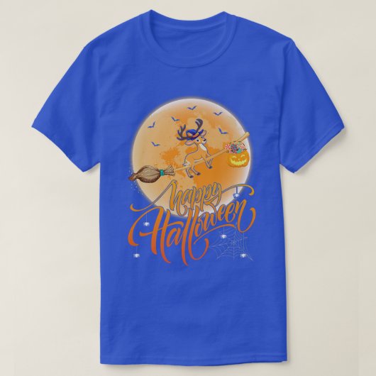 Deer Ride Witch Shot Moon Deer Halloween T-shirt (Design voorkant)