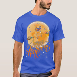 Deer Ride Witch Shot Moon Deer Halloween T-shirt