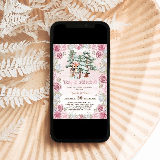 Deer Roze Baby Meisje Douche Kaart