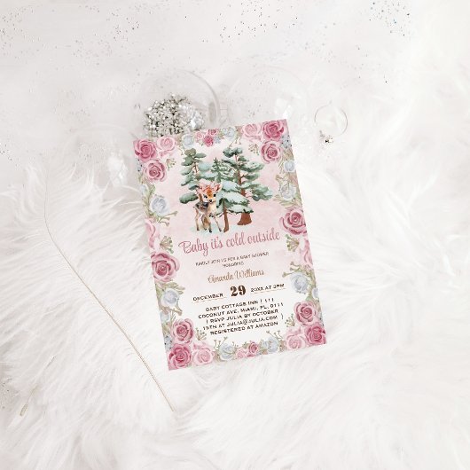 Deer Roze Baby Meisje Douche Kaart