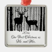 Deer Rustic Winter First Kerstmis als de heer en m Metalen Ornament (Voorkant)