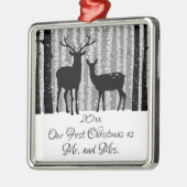 Deer Rustic Winter First Kerstmis als de heer en m Metalen Ornament (Links)