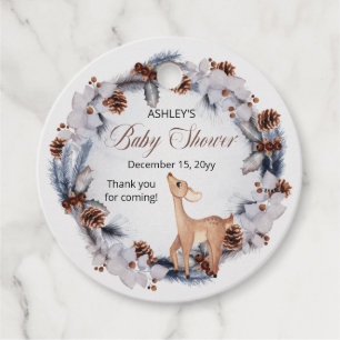 Deer Rustic Winter Floral Baby shower Bedankjes Labels