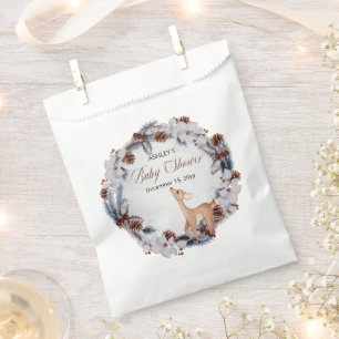 Deer Rustic Winter Floral Baby shower Bedankzakje