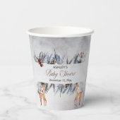 Deer Rustic Winter Floral Baby shower Papieren Bekers (Achterkant)