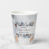 Deer Rustic Winter Floral Baby shower Papieren Bekers (Voorkant)