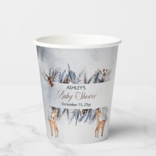 Deer Rustic Winter Floral Baby shower Papieren Bekers